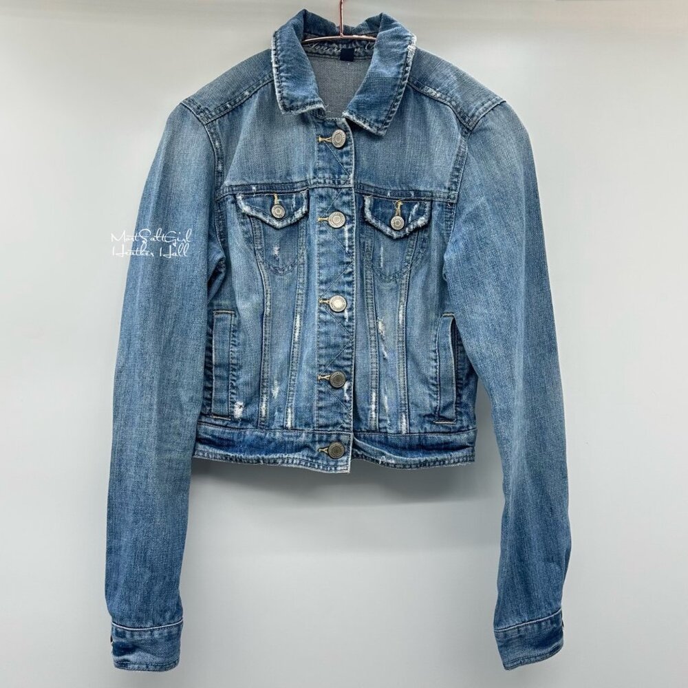 American Eagle Medium Double Stone Wash Denim Jacket Size Small